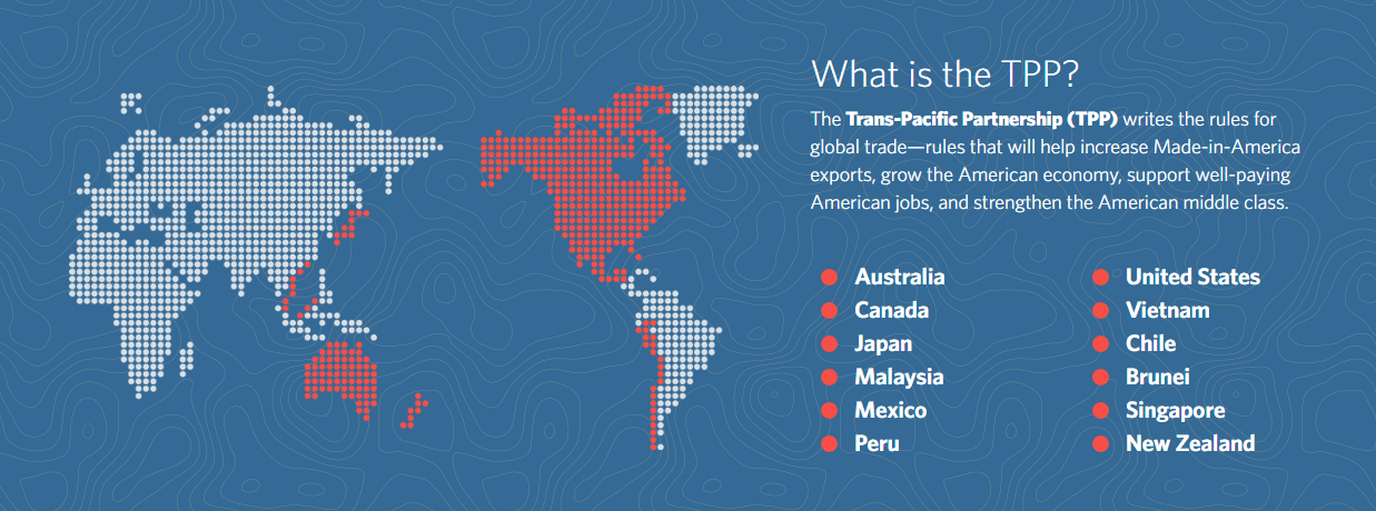 แผนที่ประเทศที่เข้าร่วม TPP