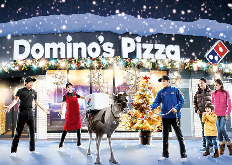 Domino's Pizza ญี่ปุ่น เล่นกิมมิคใหม่ ส่งพิซซ่าฤดูหนาวด้วยกวางเรนเดียร์