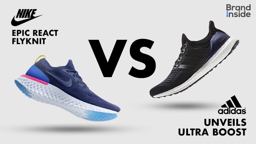 Nike React สีน้ำเงิน และ Adidas Ultra Boost สีดำ
