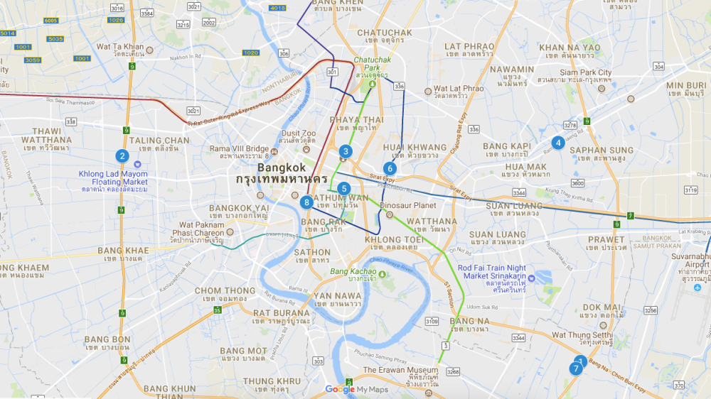 พื้นที่ให้บริการฟรี Wi-Fi ของ Google Station ในประเทศไทย